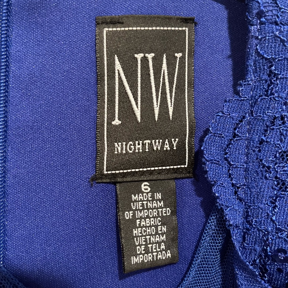 Nightway Royal Blue Lace Sequin Evening Dress (Size 6) - Picture 6 of 7